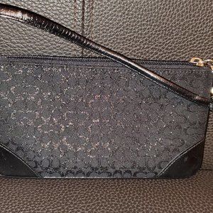 Coach Wristlet Black w/Sparkly Small Logo - Gently Used